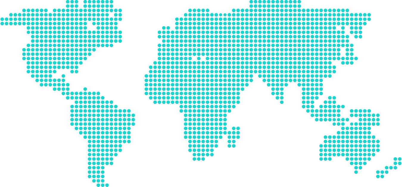 Mapa mundial turquesa de cobertura digital de Keduin.com